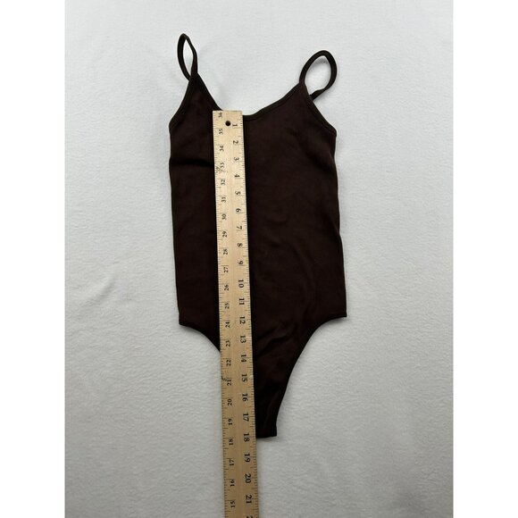 Sunday Best Brown Ribbed Seamless Bodysuit With Spaghetti Straps #6439 - Picture 7 of 7